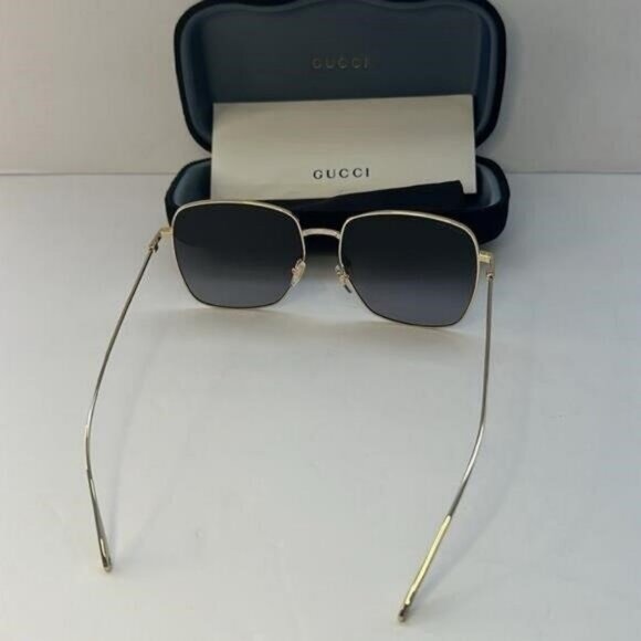 💯 - New Authentic GUCCI GG1031S-001 59 Sunglass Woman Metal Gold-Gold-Grey - Picture 4 of 14